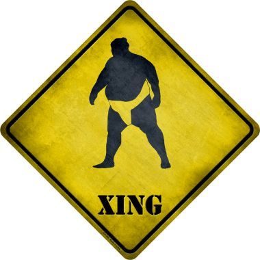 Sumo Wrestler Xing Novelty Metal Crossing Sign