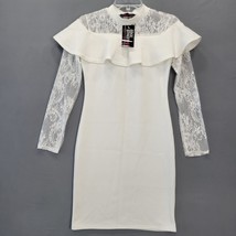 Edge Street ES1 Women Dress Size 10 White Stretch Bodycon Preppy Lace 3/4 Sleeve - £17.32 GBP