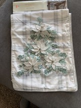 Cynthia Rowley CHRISTMAS Embroidered Embellished Poinsettia Table runner... - $47.49