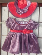 build a bear dress with matching hat purple and red velour - $10.55