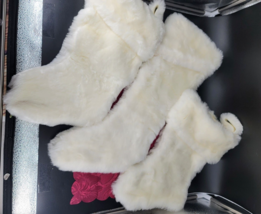 Christmas Stockings Creamy White Faux Fur Super Soft two 15&quot; and one 20&quot; - $26.51