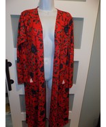Lularoe Sarah Red Purple Black Floral Long Duster Cardigan Size L Women&#39;... - €21,60 EUR
