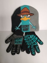 Phineas &amp; Ferb Knit Hat and Gloves Set Secret Agent Disney Kids Hat &amp; Gloves NWT - £7.90 GBP