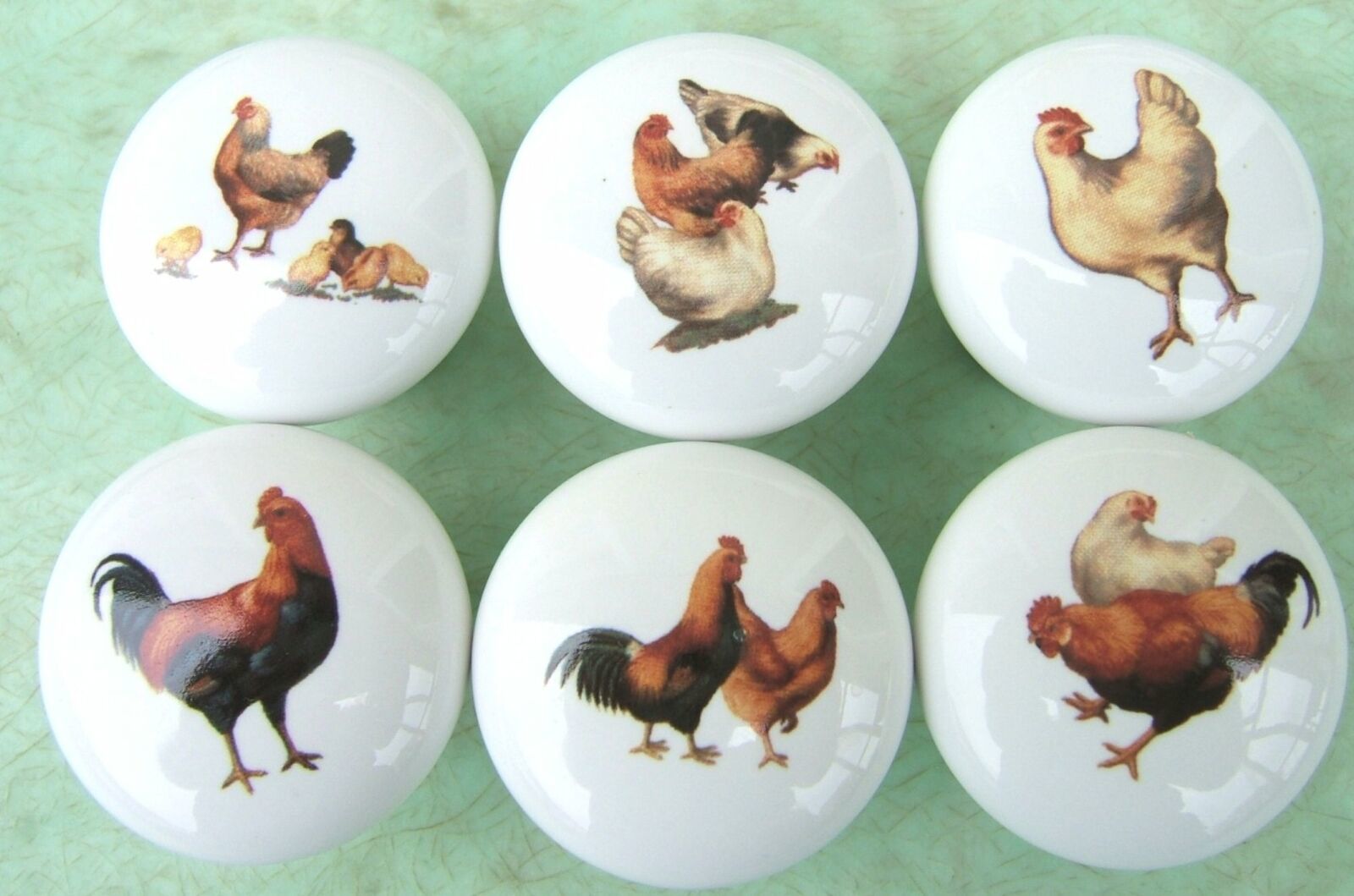 Cabinet Knobs Knob 6 Chickens Rooster #2