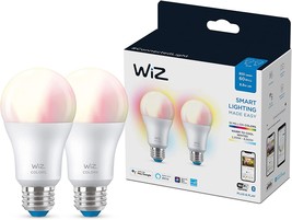 Wiz Connected 2-Pack 60W A19 Smart Wifi Color Light Bulb, 16 Million, 2 ... - £27.09 GBP