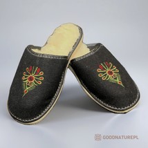 Women&#39;s Slippers with Fur PSF47\ Felt &amp; natural sheep wool embroidered - £43.15 GBP