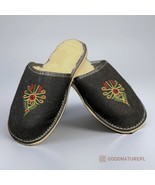 Women's Slippers with Fur PSF47\ Felt & natural sheep wool embroidered - $54.00