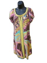 ECI Womens Shift Dress Sz 6 Multi Color Pleated Keyhole Crystal Beads Fr... - £22.13 GBP