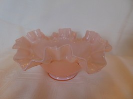 Pink Melon Dish Opalescent Ruffled Crimped Edge - £34.95 GBP