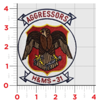 MARINE CORPS H&amp;MS-31 AGGRESSORS EMBROIDERED HOOK &amp; LOOP PATCH - $39.99