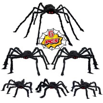 6 Pack Halloween Realistic Spider Decoration Set, Scary Hairy Spiders With Red E - £33.28 GBP