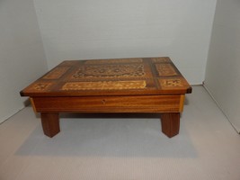 Beautiful Vintage Wooden Musical Jewelry Box-4 Legged Stool Look-Italy - £23.14 GBP