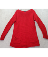 Vince Camuto Sweater Women Medium Red Chunky Knit Pockets Long Sleeve Ro... - £21.87 GBP