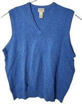 LL Bean Men XL-Reg 100% Lambs Wool V Neck Sweater Vest Blue - $78.21