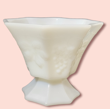 Anchor Hocking Milk Glass Candy Dish Grapes Footed Compote No Lid 1960s - $9.89