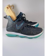 Nike LeBron XIV 943323-002 Men's Black/Glass Blue Mesh Basketball Shoes Size 10 - $58.26