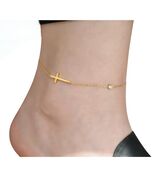18K Gol Cross Foot Chain Anklets women, Station Chain - €12,20 EUR