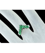 Platinum 0.7ct marquise cut Emerald ring 5.9g s5.75 JR7919 - £395.18 GBP
