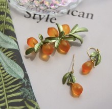 Retro Woman Luxury Design Glazed Plant Green Leaves Brooches and earrings sets - £18.39 GBP