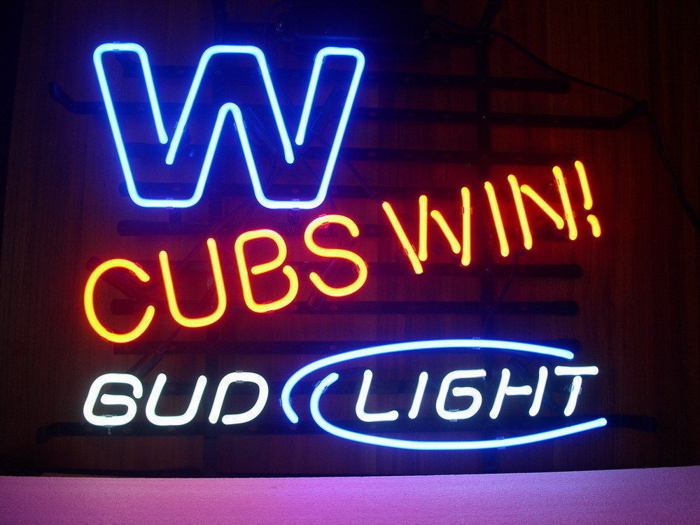 New Bud Light Chicago Cubs 2016 World Series Neon Light Sign 20"x16" - $153.99