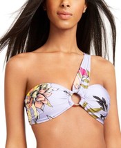 bar III Womens Printed One-Shoulder Bikini Top Color Wild Tropic Size Large - $42.57