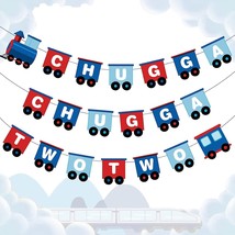 Chugga Chugga Two Two Banner, Train Happy Birthday Garland, Choo Choo Im Two Par - £15.97 GBP