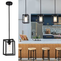 Black Farmhouse Pendant Light Fixtures,Industrial Kitchen Island Light, Rectangl - £91.82 GBP