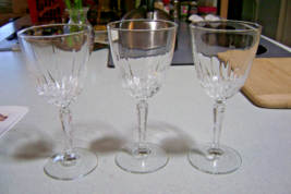 Lot of Three (3) Luminarc Diamant 8 oz Crystal Clear Claret Wine Glasses 6 3/4&quot; - £12.44 GBP