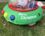 Santa  airblown inflatable lights yard Rare space ship Merry Christmas - £46.68 GBP