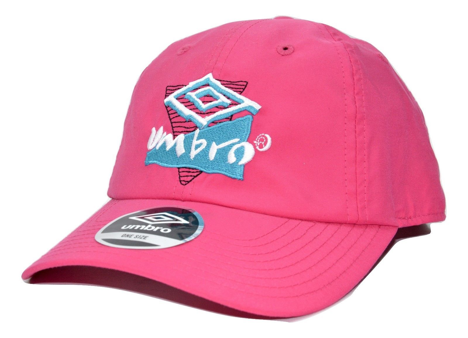 Umbro Soccer Lightweight Relaxed Fit Pink Adjustable Cap Hat with Retro Logo