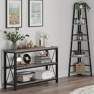 Industrial Console Table For Entryway With Rustic 5-Tier Ladder Corner S... - $413.99