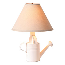 Irvins Country Tinware Watering Can Lamp in Rustic White with  Linen Shade - £85.41 GBP