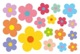 Colorful Flowers Wall Sticker, Flowers Self-adhesive Stickers 30x20cm - £5.79 GBP