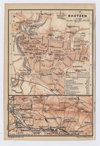 1904 Antique Original City Map Of Bautzen Budysin Saxony Sachsen / Germany - $22.16