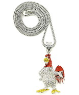 Rooster Necklace New Iced Out Crystal Rhinestone Pendant 36&quot; Franco Styl... - $35.86