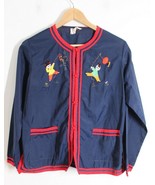 Vtg Plum Blossoms XL Navy Blue Kids Chinese Applique Souvenir Travel Shirt - £28.39 GBP