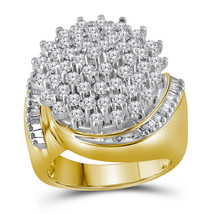 10k Yellow Gold Womens Round Diamond Cluster Fashion Ring 2.00 Cttw - £1,162.66 GBP