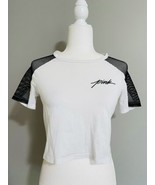 Victoria&#39;s Secret PINK T-Shirt Crop Tee Women S Mesh Shoulders - $19.00