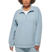 Marc New York Womens Plus Size 2X Ribbed Soft Water Blue Pullover Sweatshirt NWT - £11.33 GBP