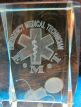 3D Laser Etched Crystal Emergency Medical E.M.T. Glass Paperweight Cube  - $20.55