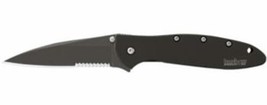 Kershaw 1660CKST Leek Matte Black Folding Pocket Knife 3in Blade Serrated - $80.75