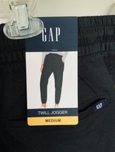 Gap Ladies Black Elastic Drawstring Waist Pockets Long Twill Joggers Nwt Medium - £26.69 GBP