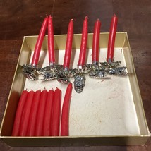 Vintage Christmas Aluminum Tree Candle Clips Decoration Set of 13 Candles - $14.84