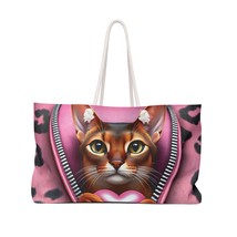Personalised/Non-Personalised Weekender Bag, Cute Cat, Zipper, Valentines Day, L - £38.74 GBP