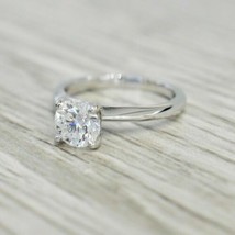 Vintage 1.25Ct Diamanti Finti 14K Placcato Oro Bianco Fidanzamento Fede Nuziale - £104.31 GBP