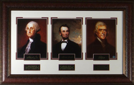 Founding Fathers unsigned 23x38 Engraved Sig Series Leather Framed Photo w/ Geor - £198.99 GBP
