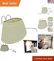 Bed Headboard Reading Lamp Book Light-Soft Fabric Shade-Easy ON/Off Pull... - $59.76