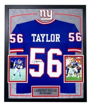 Lawrence Taylor Autographed New York Giants Blue Jersey Framed BAS Signed NY - £917.22 GBP