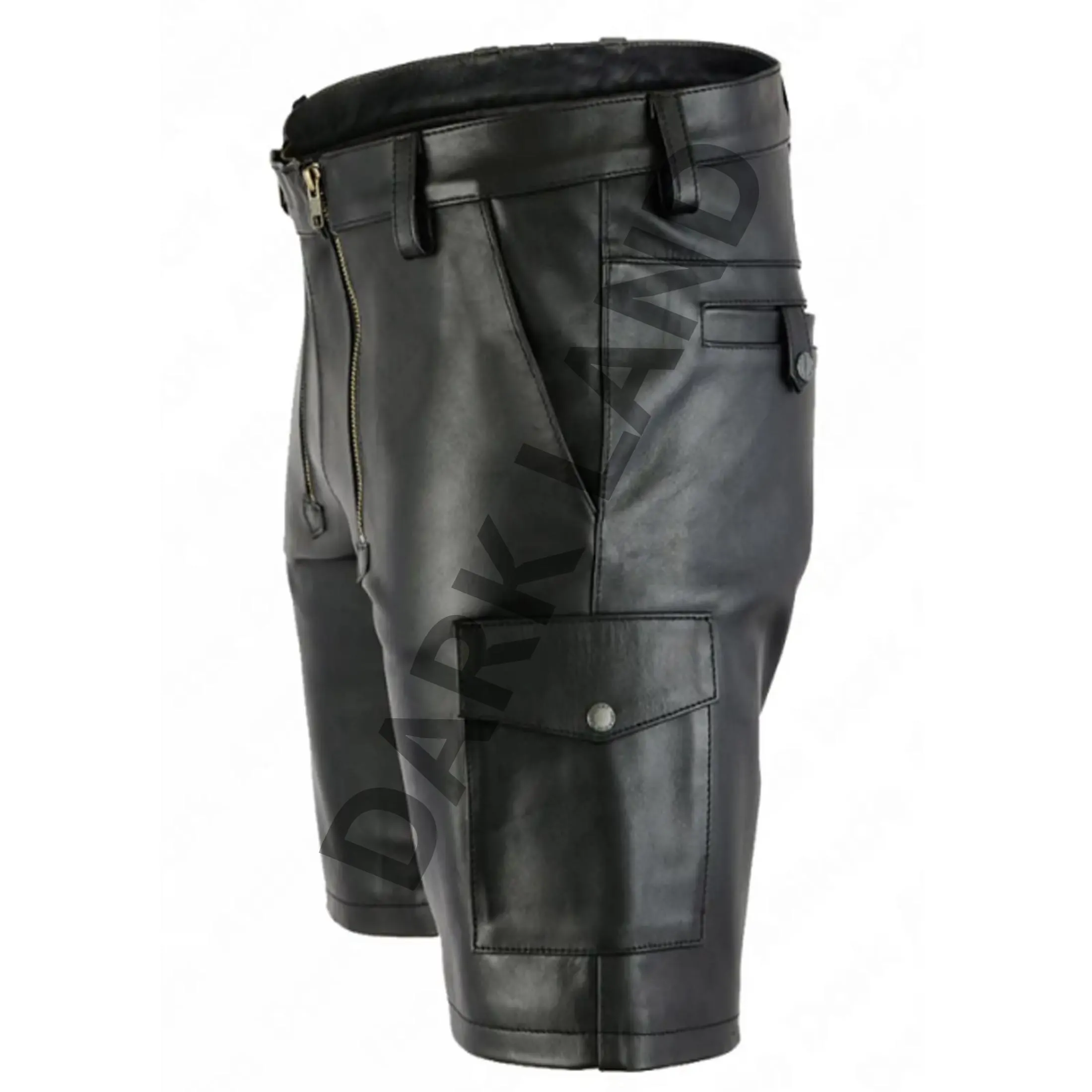 Men's Black Real Leather Zipper Shorts – Edgy Biker Style Partywear - $158.00