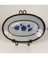13.5&quot; Oval Serving Platter Mexico Brown Blue Bird Butterfly Flowers Leaf... - £27.18 GBP